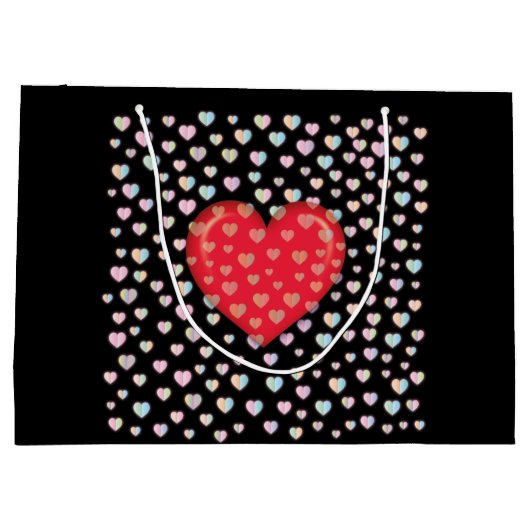 斑点模様の赤いハート ラージペーパーバッグ (裏面)