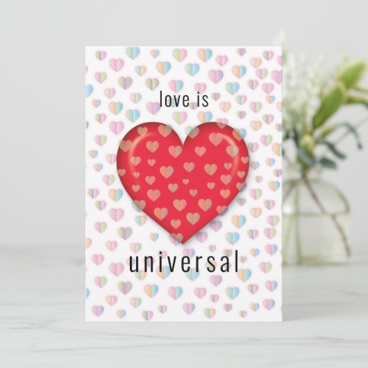 斑点模様の赤いハート 招待状 (スタンド正面)