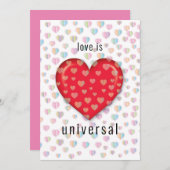 斑点模様の赤いハート 招待状 (正面/裏面)