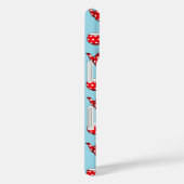 斑点状の赤いティーポットとカップブルーパターン Case-Mate iPhoneケース (裏面 / 右)