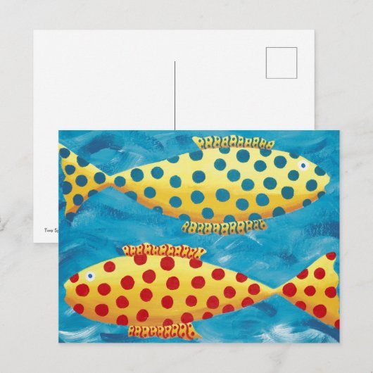斑点魚の二匹の絵 ポストカード (正面/裏面)