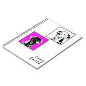 斑点、点、白黒の可愛いシンプル犬 ノートブック (左側)