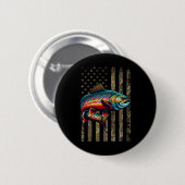 斑状おもしろいブルックトラウト米国国旗の魚釣りM 缶バッジ (正面&裏面)