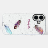 斑状の背景にボホの羽を付カスタムける Case-Mate iPhoneケース (裏面 (横))