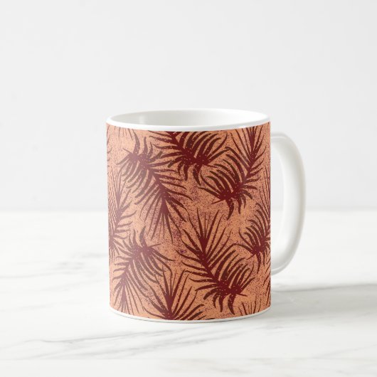 斑状の背葉景に赤茶色の コーヒーマグカップ (正面右)