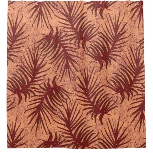 斑状の背葉景に赤茶色の シャワーカーテン (正面)