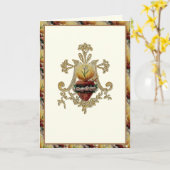 斑状ハートヴァージンメアリフローラモノグラム カード (黄色い花)