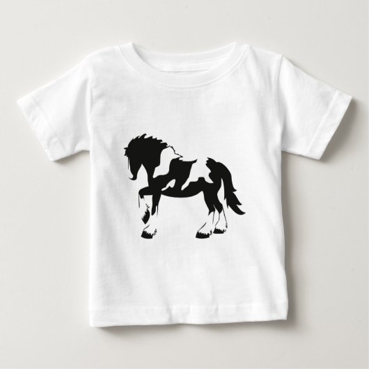 斑馬荷車を引く馬 ベビーTシャツ (正面)