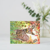 斑鹿と小鳥 ポストカード (スタンド正面)