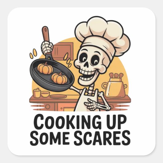 料理いくつかの怖いステッカー スクエアシール (正面)