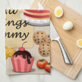 料理おいしいもの キッチンタオル (四つ折り)