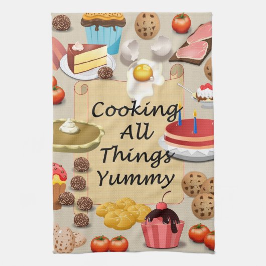 料理おいしいもの キッチンタオル (縦)
