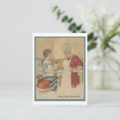 料理おばあちゃん1920イラストレーションのベーキング ポストカード (スタンド正面)