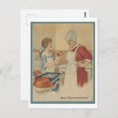 料理おばあちゃん1920イラストレーションのベーキング ポストカード (正面/裏面)