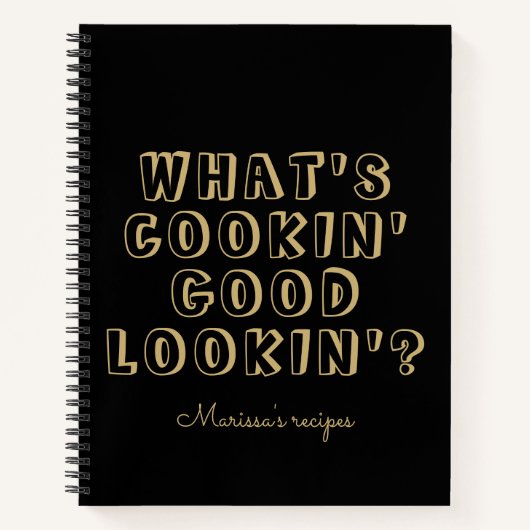 料理おもしろいの見た目のいい黒いレシピ ノートブック (正面)