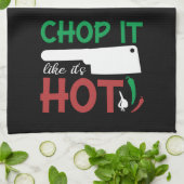 料理おもしろいは熱い赤と緑のようにチョップ キッチンタオル (折り畳み)