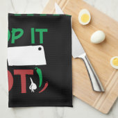 料理おもしろいは熱い赤と緑のようにチョップ キッチンタオル (四つ折り)