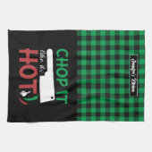 料理おもしろいは熱い赤と緑のようにチョップ キッチンタオル (横)