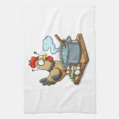 料理おもしろいチキンエプロン – 鶏スープ作り キッチンタオル (縦)