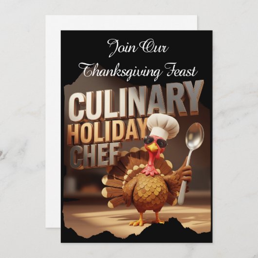 料理おもしろい感謝祭トルコ祭 招待状 (正面/裏面)