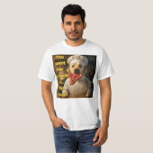 「料理してくれって?」面白いシェフの犬のデザイン Tシャツ (正面フル)