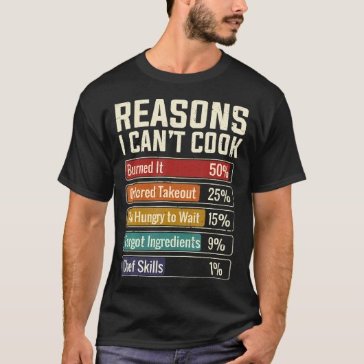 料理できない理由 おもしろキッチン サラシズムバー Tシャツ (正面)