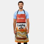 料理とセントローレンス全周プリントエプロン エプロン (着用した状態)