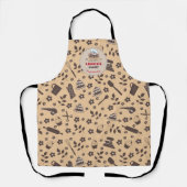 料理とベーキングの器具ベージュブラウンカスタムロゴ エプロン (正面)