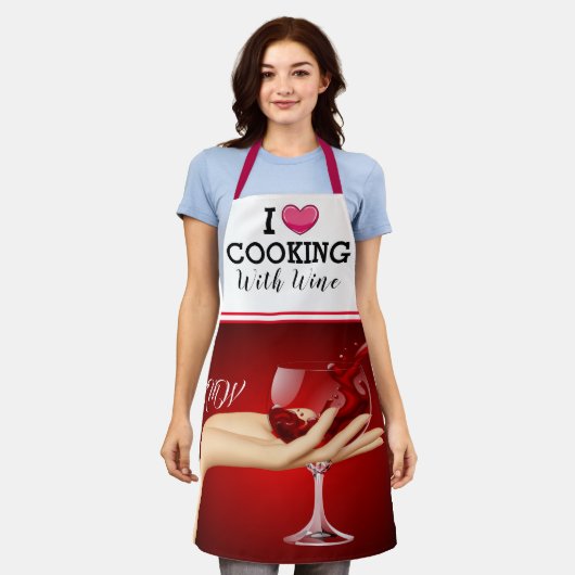 料理とワイン エプロン (着用した状態)