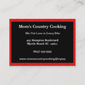 料理とLove Business Card コーリングカード (裏面)