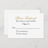 料理なしの返信カード（ゴールド） 出欠カード (正面/裏面)