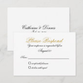 料理なしの返信カード（偽の金色） 出欠カード (正面/裏面)