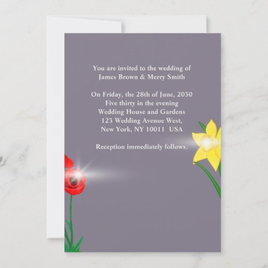 料理のおいしい愛の結婚儀式 招待状 (裏面)