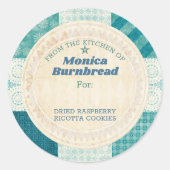 料理のギフトのキッチンからみすぼらしいシックなキルト ラウンドシール (正面)