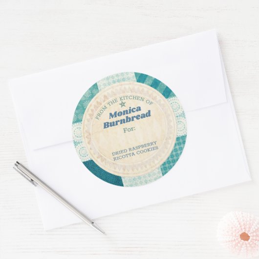 料理のギフトのキッチンからみすぼらしいシックなキルト ラウンドシール (封筒)