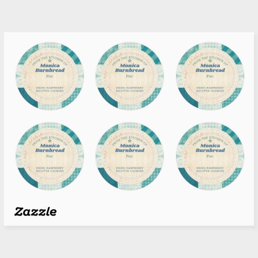 料理のギフトのキッチンからみすぼらしいシックなキルト ラウンドシール (シート)