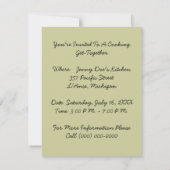 料理のシェフの台所パーティーの招待の家に缶詰になること 招待状 (裏面)