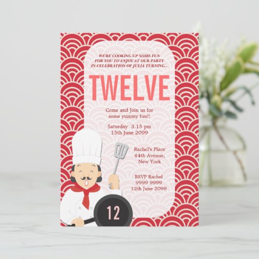 料理のシェフの台所誕生日の招待 招待状 (スタンド正面)