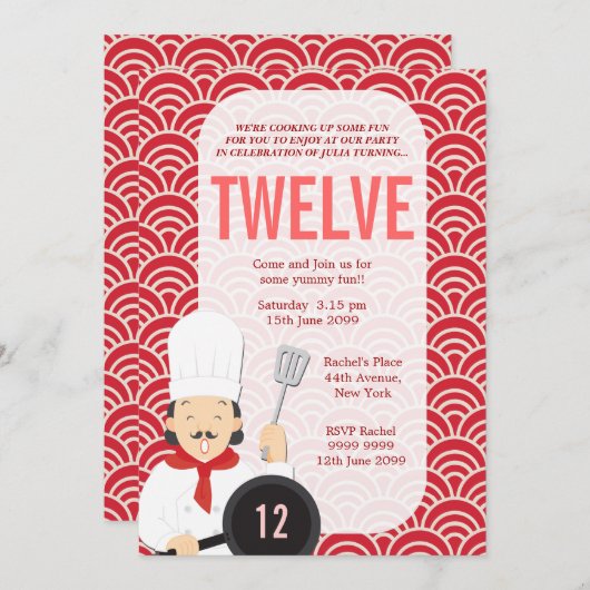 料理のシェフの台所誕生日の招待 招待状 (正面/裏面)