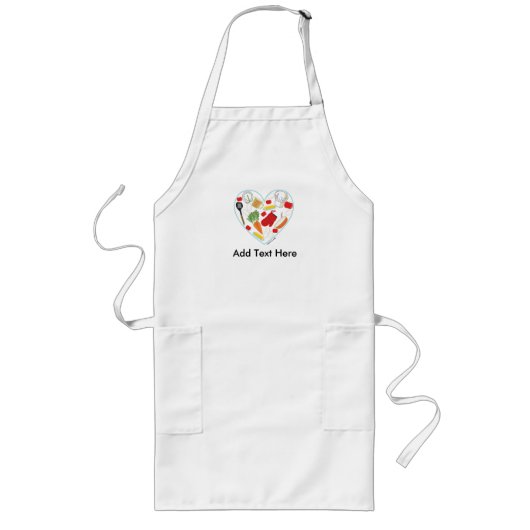 料理のハートのエプロン ロングエプロン (正面)