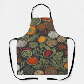料理のハーブとスパイスのグラフィックラインアート エプロン (正面)