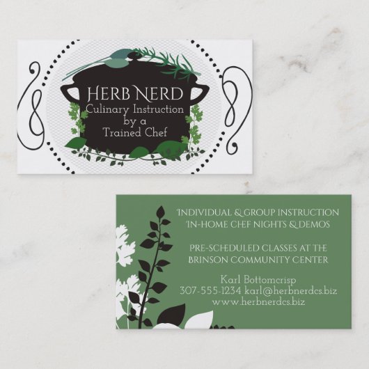 料理のポットのハーブのシェフのケイタリングビジネスカード 名刺 (正面/裏面)