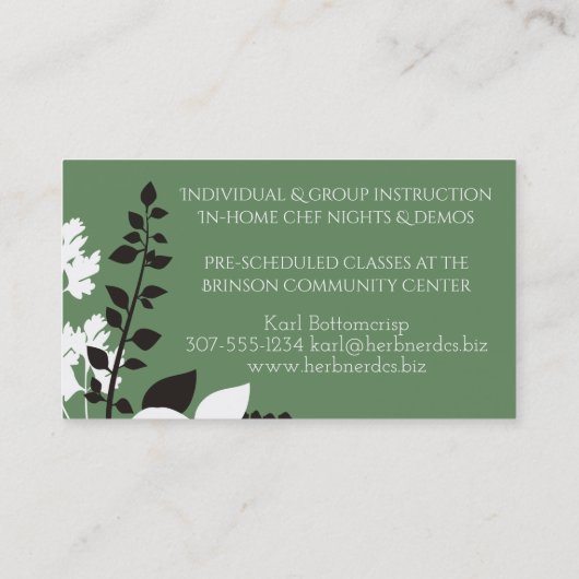 料理のポットのハーブのシェフのケイタリングビジネスカード 名刺 (裏面)