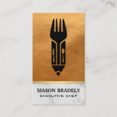 料理のロゴ |レザー |大理石 名刺 (正面)