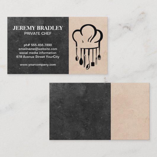 料理のロゴ | レストラン | ケータリング 名刺 (正面/裏面)