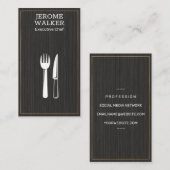 料理のロゴ |黒いテクスチャ 名刺 (正面/裏面)