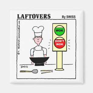 料理の中華なべのLaftoversのおもしろいで中国のな漫画 マグネット