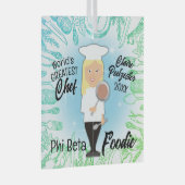 料理の卒業生ブロンド女性シェフのクリスマスツリー ガラスオーナメント (正面右)