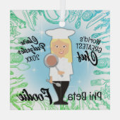 料理の卒業生ブロンド女性シェフのクリスマスツリー ガラスオーナメント (裏面)