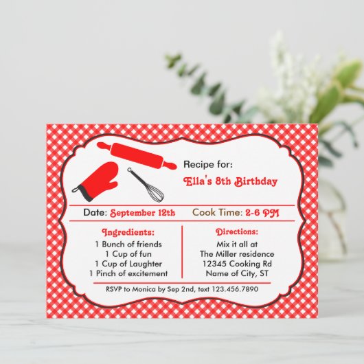 料理の誕生日のパーティの招待状 招待状 (スタンド正面)